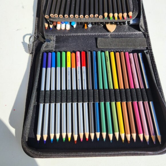 NEW Caliart 76 Piece Art Kit Supplies Watercolor Pencils Charcoal Travel Case Co - Picture 3 of 14